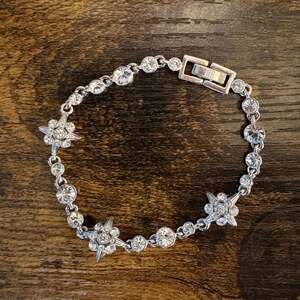 Givenchy Crystal Star Tennis Bracelet Silver Tone Bridal Prom Statement